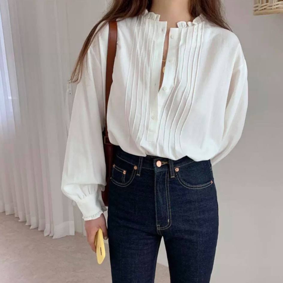 Áo Sơ Mi Tay Dài  Cổ Tròn