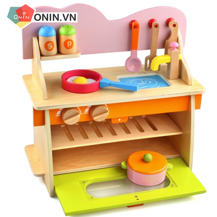 Bộ kệ bếp gỗ cao cấp cho bé
