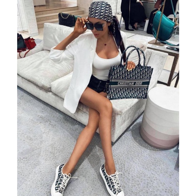 Túi xách nữ D.I Tote vải thổ cẩm CD truyền thống 2 size cực đẹp fullbox &amp;charm sao
