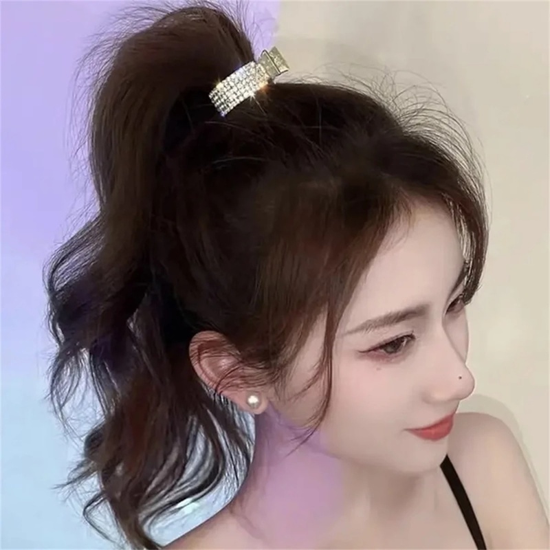 Kẹp Tóc Đính Đá / Ngọc Trai Giả Bằng Kim Loại Cố Định Tóc Đuôi Ngựa Cho Nữ