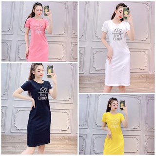 Bán sỉ Đầm Thun Cotton Thái Xẻ Tà Xinh Xắn