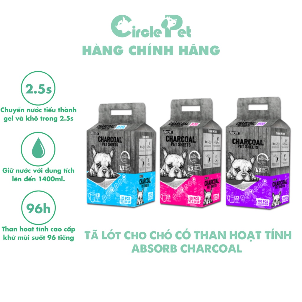 Tấm Tã Lót Vệ Sinh Cho Chó Có Chứa Than Hoạt Tính CHARCOAL BLUE - Circle Pet