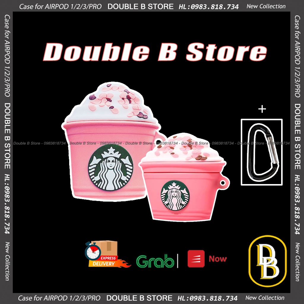 ☘️ Tặng kèm móc khoá ☘️ Ốp tai nghe không dây 1/2 3 Pro Starbuck hồng dễ thướng siêu đáng yêu - TWS i11, i12 1009 CASBH