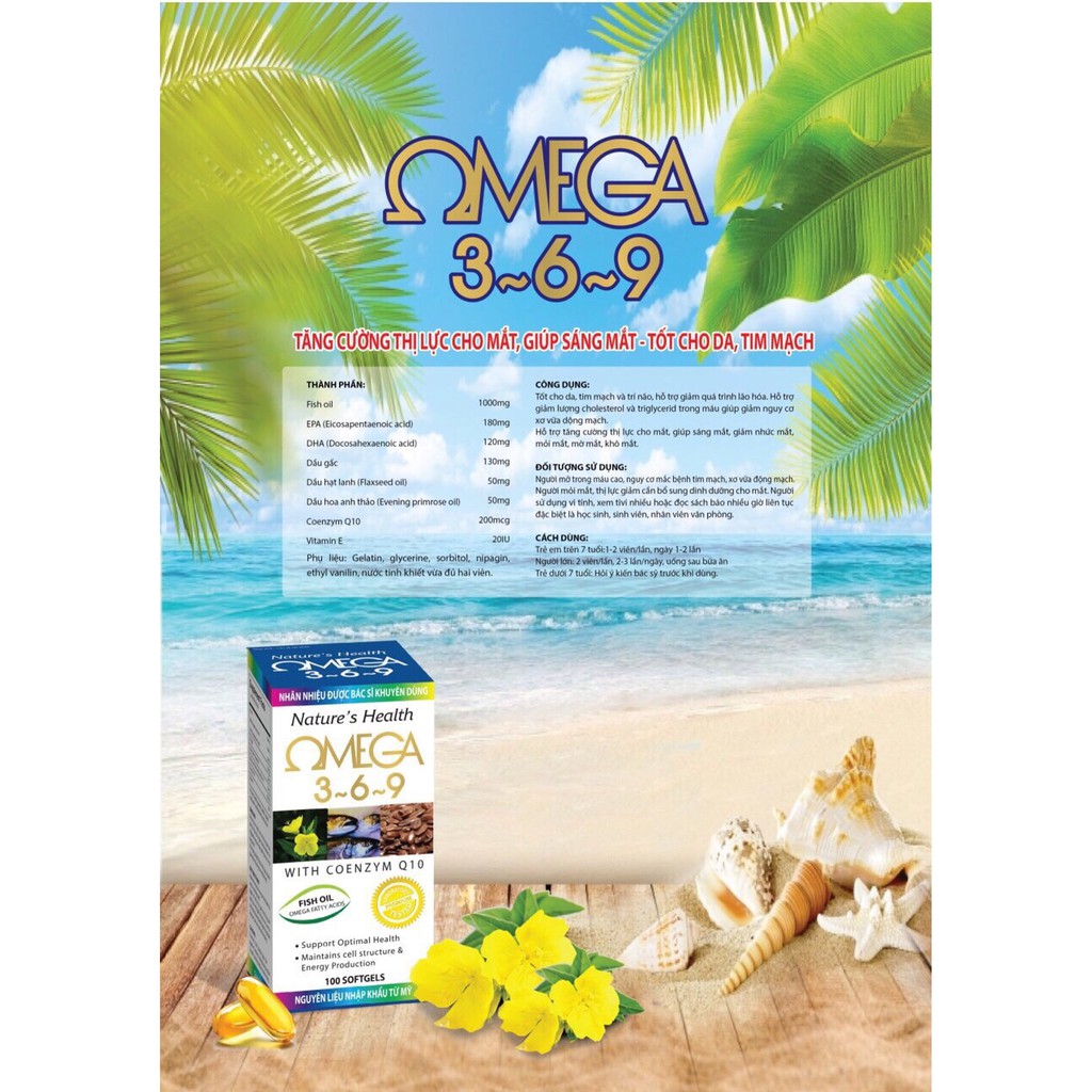 Viên Dầu Cá Ome.ga 369 Nature Health Bổ Não, Sáng Mắt, Khỏe Mạnh Tim Mạch, Tăng Cường Trí Nhớ