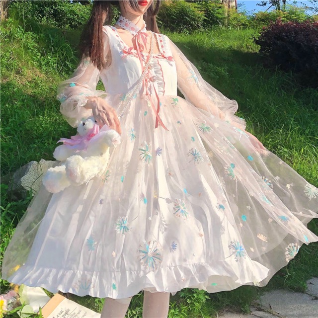 Váy / Đầm Lolita Dáng Xoè - Tặng Vòng Cổ, váy đầm công chúa,dự tiệc, tiểu thư, nàng thơ, sang chảnh