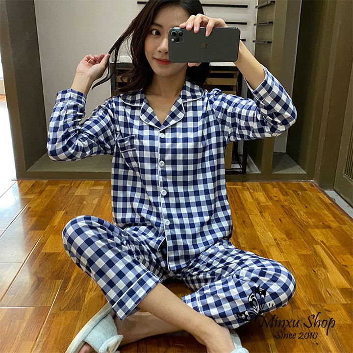 Đồ Bộ Pijama Dài Tay Lụa, Đồ Ngủ Pizama Nữ - Phong Cách Hàn Quốc - Sợi Tơ Sữa Mềm, Mịn - Siêu Dễ Thương