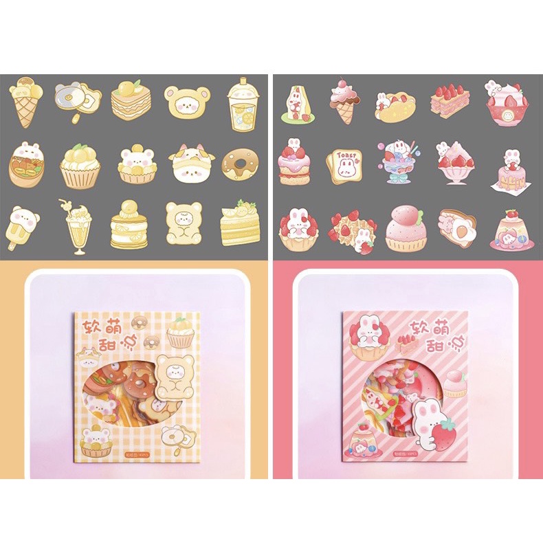 Set 45 Sticker Hình Dán trong suốt Bi store