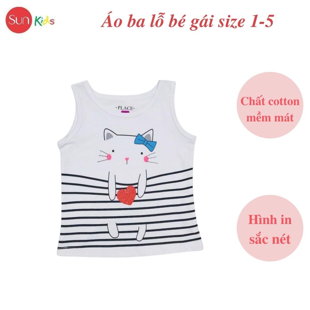 Áo thun bé gái, áo phông bé gái dáng ba lỗ, chất cotton, nhiều màu, size 1-5 - SUNKIDS