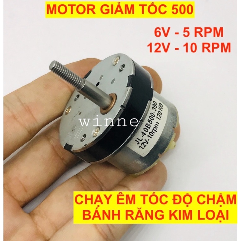 Motor mô tơ giảm tốc mini 500 bánh răng kim loại 6v - 12v tốc độ chậm 5 - 10 vòng