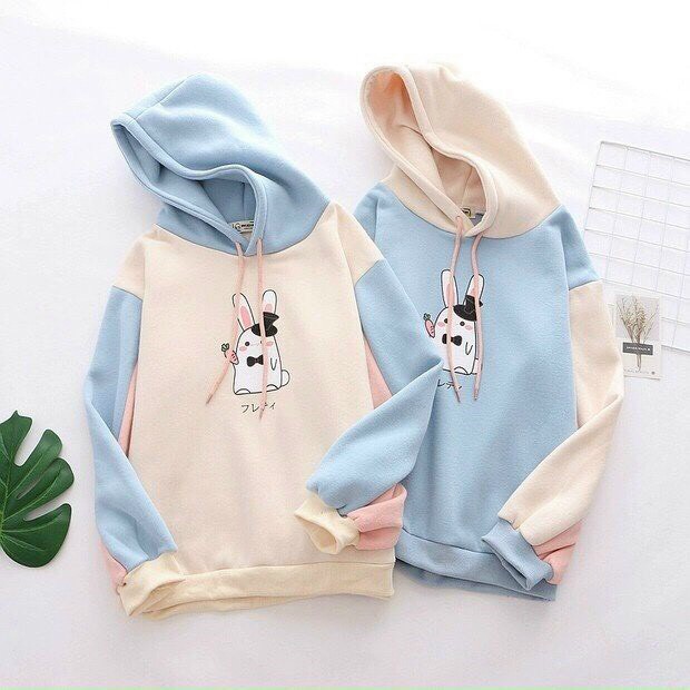 Áo khoác hoodies form rộng có mũ con thỏ cực đẹp , hot 2021