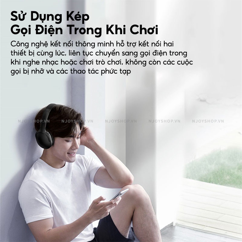 Tai Nghe Không Dây Baseus Encok D02 Pro Bluetooth 5.0 Thiết Kế Gập Thời Lượng 50h Cho Smartphone Laptop Máy Tính Pc