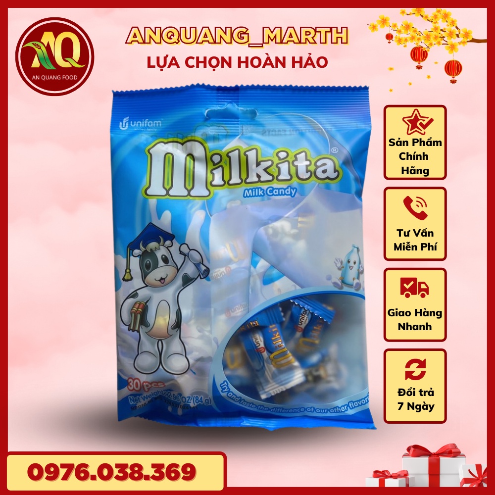 Kẹo Mikita ANQUANG_MARTH, kẹo 30 viên 4 vị sữa, socola,dâu,dưa gói 90gr- Hàng chất lượng