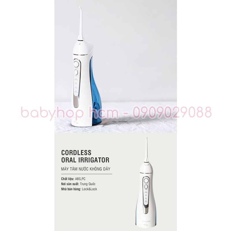 [BH 12 tháng] Máy tăm nước không dây Lock&amp;Lock Cordless Oral Irrigator ENR156BLU [200ml] Màu xanh