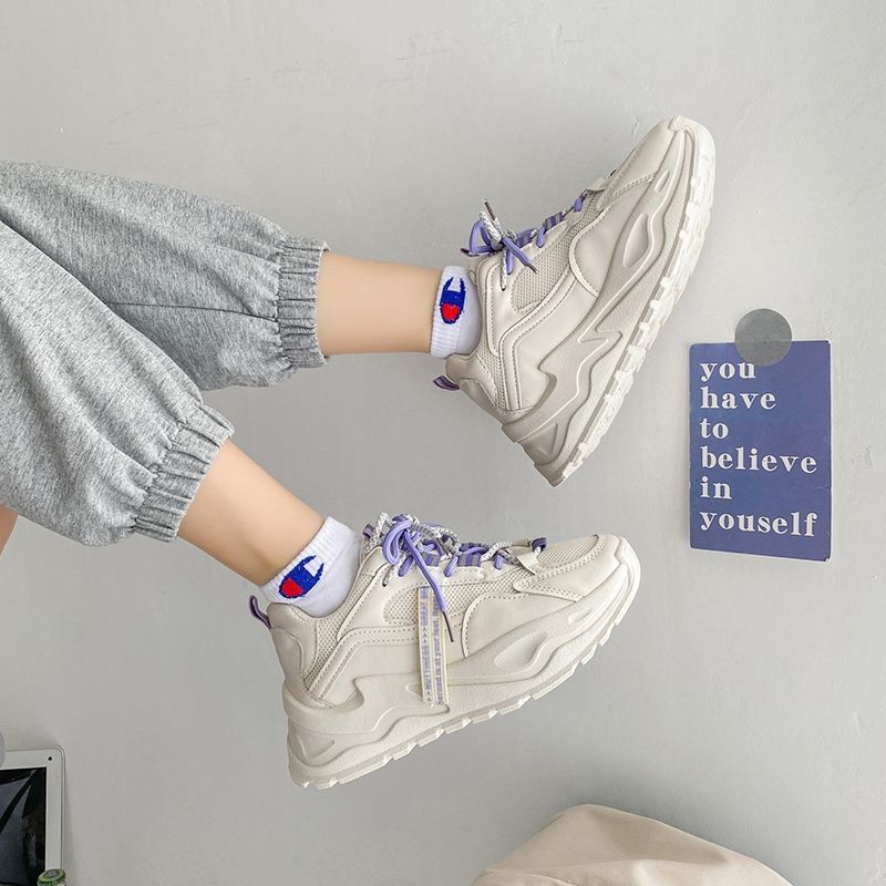 Giày Thể Thao Nữ Đế Dày Thoáng Khí (Tím, Hồng, Trắng)