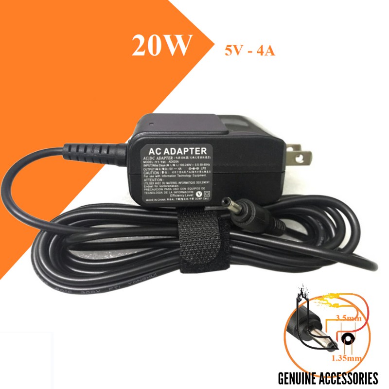 BỘ SẠC LAPTOP LENOVO  5V- 4A ĐẦU JACK 3.5MM x 1.35MM - Adapter LENOVO 5V - 4A  ĐẦU NHỎ