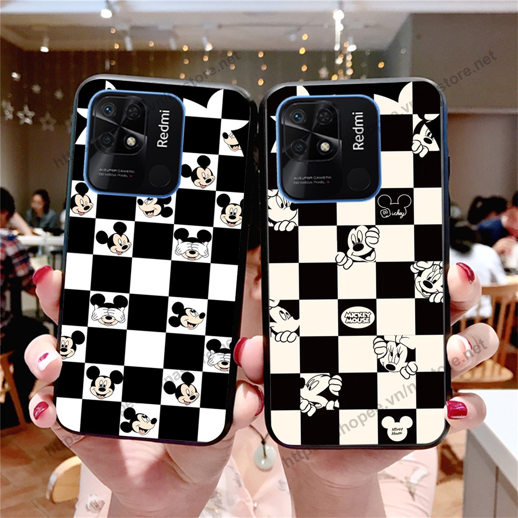 Ốp lưng Xiaomi Redmi 9C / Redmi 10c trái tim họa tiết caro, mikey họa tiết beabrick kaws cute