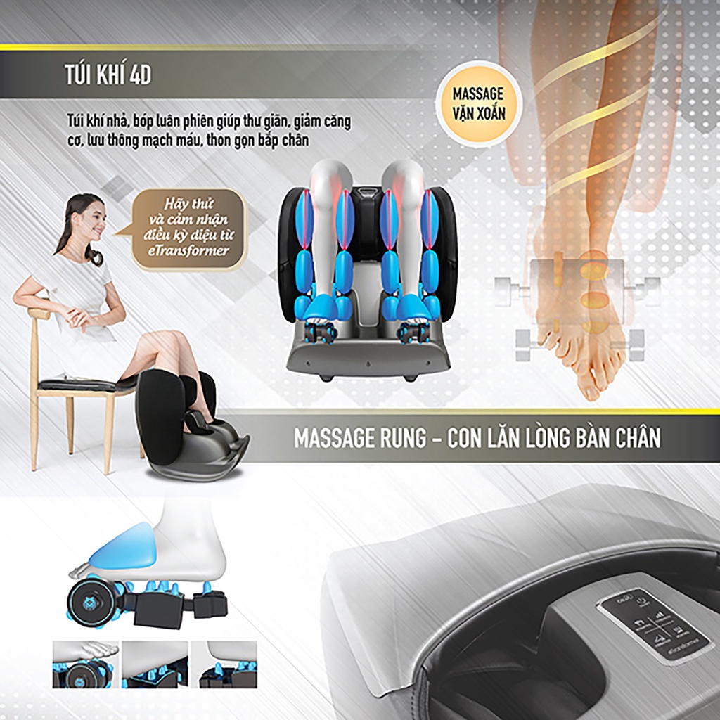 Combo Máy Massage Chân OKIA eTransformer + Đệm Massage OKIA eMove Pro