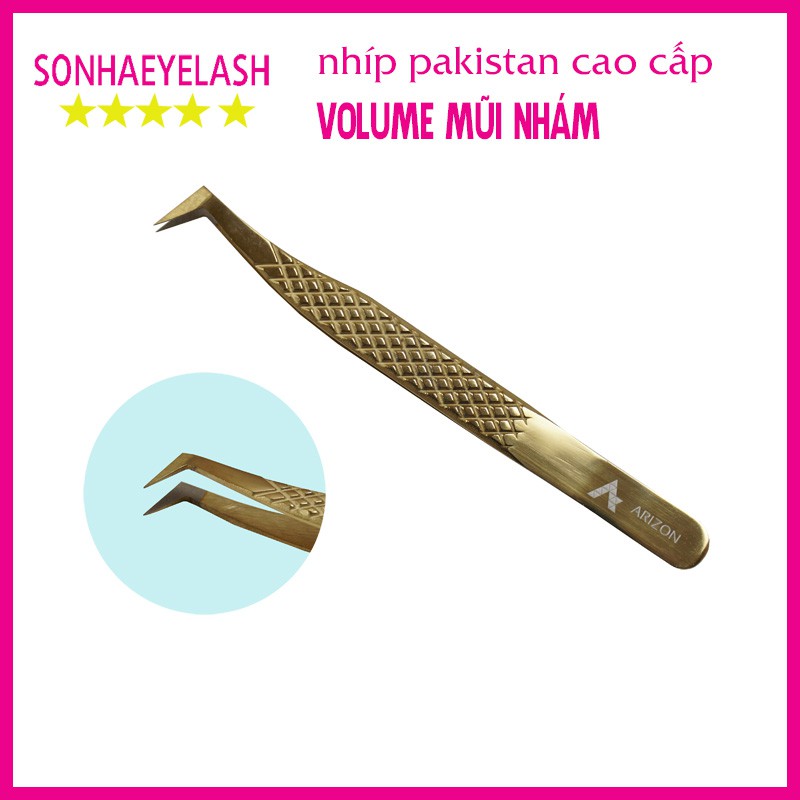 Nhíp volume vàng pakistan mũi nhám bao test 8-15d, được làm từ thép không gỉ dành cho thợ nối mi chuyên nghiệp (mũi L)