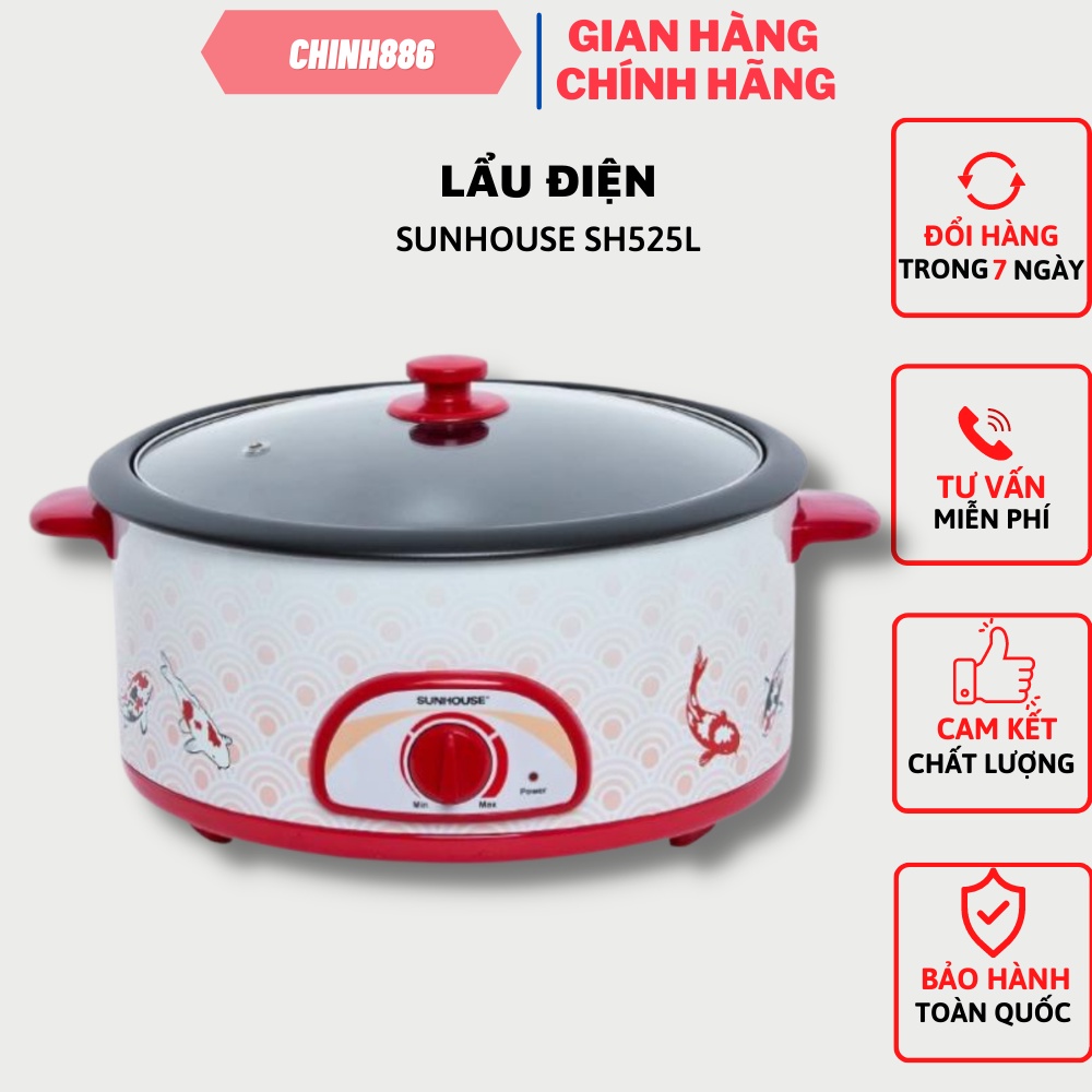 Nồi lẩu điện chảo lẩu chống dính đa năng Sunhouse SH525L
