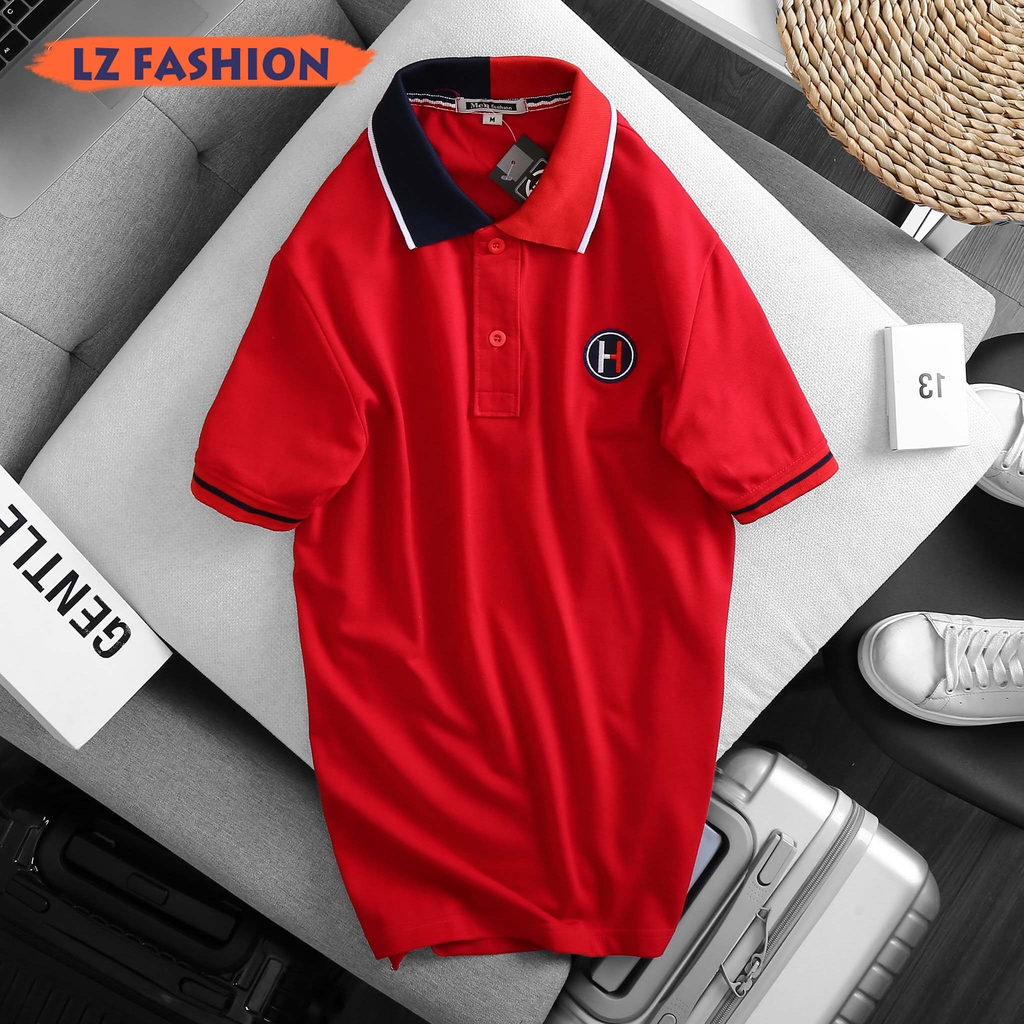 Áo polo nam phối viền cổ 2 màu, logo thêu trước ngực trái - LZ FASHION - PS077 | BigBuy360 - bigbuy360.vn