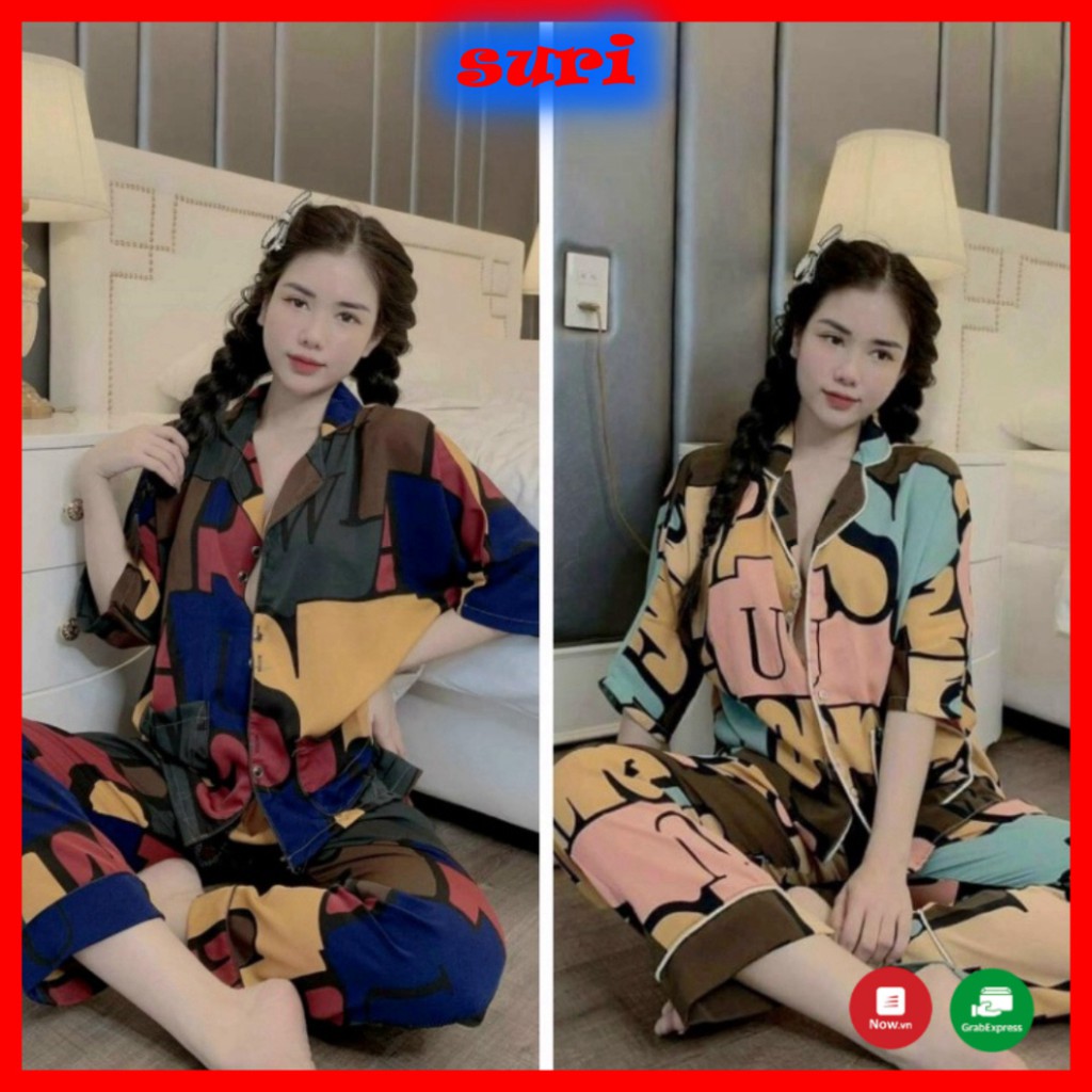 Bộ Pijama Nữ LẬP THỂ Cộc Dài- Pyjama Lụa Mango Cánh Dơi   *MA-CD-LT  #Đồ Ngủ | Đồ Bộ Nữ | Váy Ngủ | Pizama --