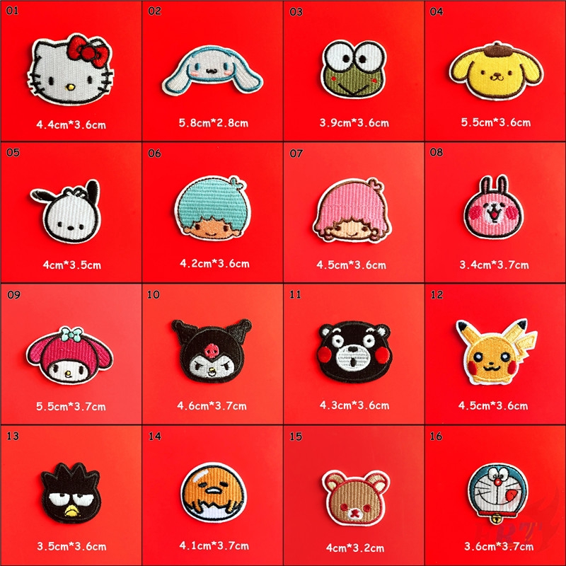 ☸ Sanrio Cartoon Character Fans Collection Series 01 - My Melody / Kuromi / Hello Kitty / Pochacco / Pom Pom Purin / Cinnamoroll / Keroppi / Kiki&Lala / BADTZ-MARU / Gudetama Iron-on Patch ☸ 1Pc DIY Sew on Iron on Badges Patches（16 Styles）