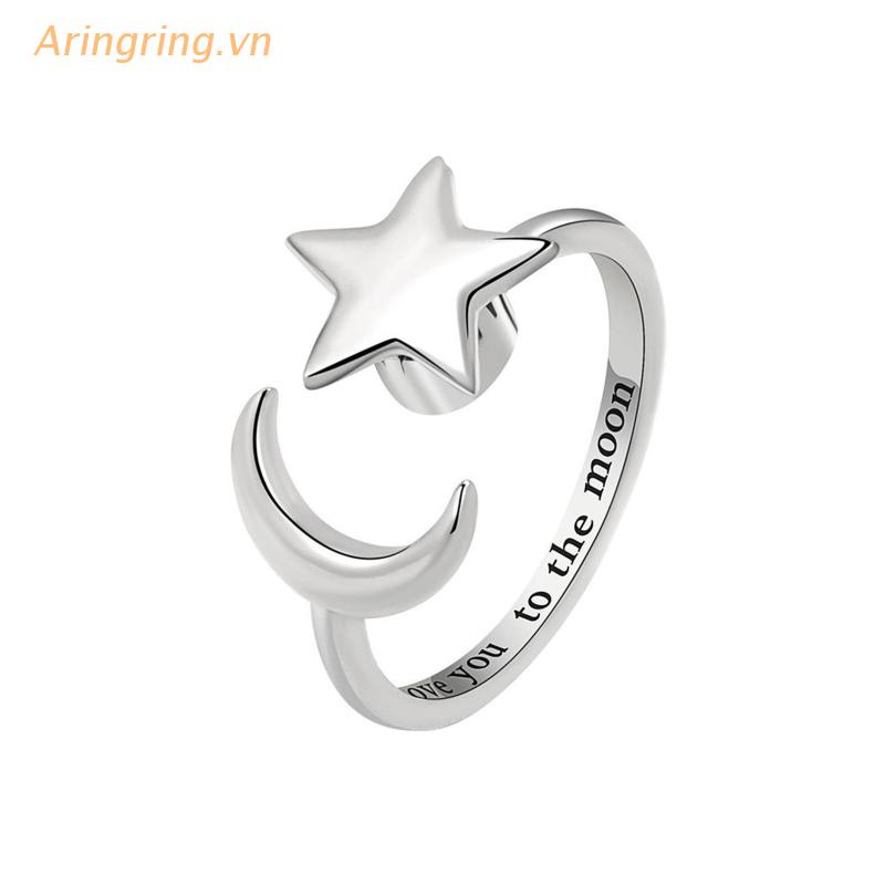 Nhẫn Mặt Trăng Và Ngôi Sao Xoay Độc Đáo Cho Nữ