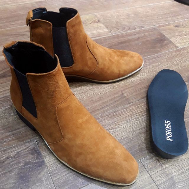 giày chelsea boot cổ cao da lộn