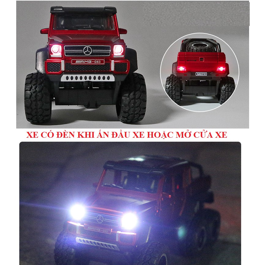 Xe mô hình ô tô Mercedes-Benz G63 AMG 6x6 tỉ lệ 1:32 bằng hợp kim có âm thanh và đèn xe đồ chơi trẻ em