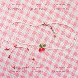 Vòng, dây chuyền, nhẫn hạt cườm hình quả anh đào #cherry