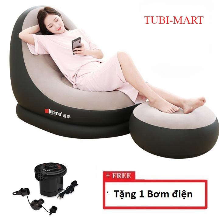 Ghế hơi, ghế hơi tựa lưng kèm đôn êm đềm cao cấp, sofa hơi hàng hiệu chính hãng (Tặng bơm điện)