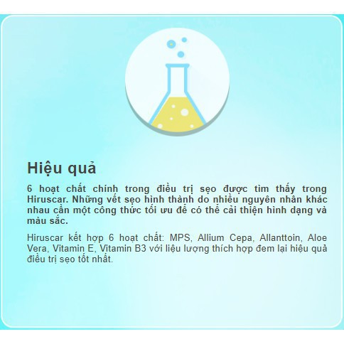 Gel cải thiện sẹo vừa, sẹo lõm, sẹo thâm Hiruscar