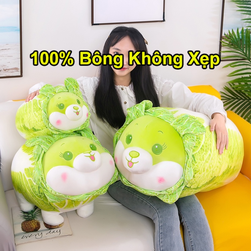 Gấu Bông Chó Bắp Cải Thỏ Băp Cải Màu Xanh Lá Siêu Mềm Mịn _ Unishop
