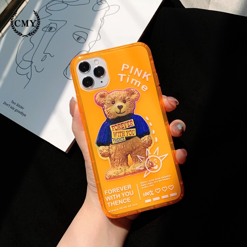 Ốp điện thoại họa tiết hình gấu phối vải lông cho iPhone11/11Pro 11pro Max X XR XS XS MAX 7 8 plus SE | BigBuy360 - bigbuy360.vn