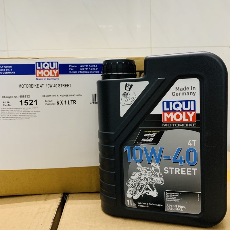 Nhớt Xe Số - Côn Tay Liqui Moly MotorBike Street 4T 10W-40 1521 Api SN Plus Jaso MA2 Made in Germany