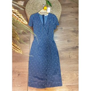 Đầm Xecop midi wrap striped dress