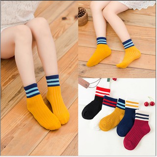 (nguyendangthuychi2019) Set 5 Đôi Tất Cao Cổ Phong Cách Hàn Quốc Kẻ Sọc Ngang - dqt1903
