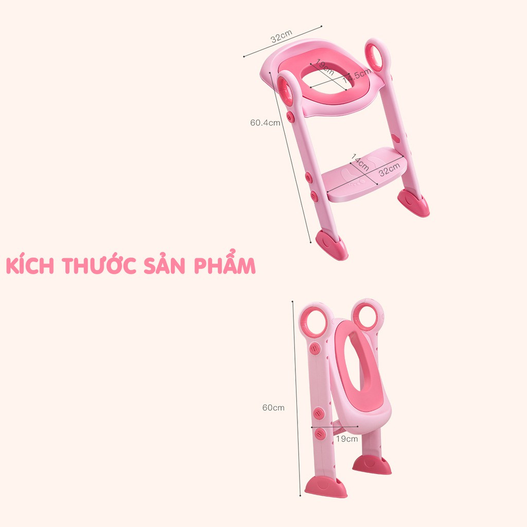 Bô vệ sinh cho bé thiết kế hình cầu thang Babyhop, bậc thang Toilet cho bé trai và gái, Ghế bô vệ sinh cho trẻ sơ sinh