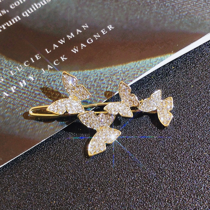 Kẹp tóc thiết kế bướm đính đá xinh xắn thanh lịch