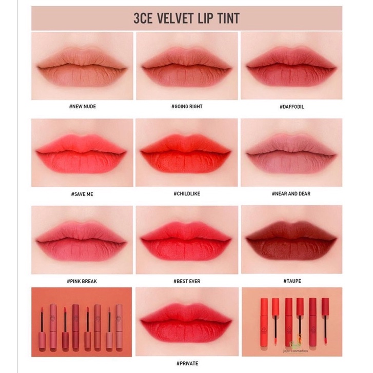 ( có sẵn ) Son kem lì 3CE Velvet Lip Tint