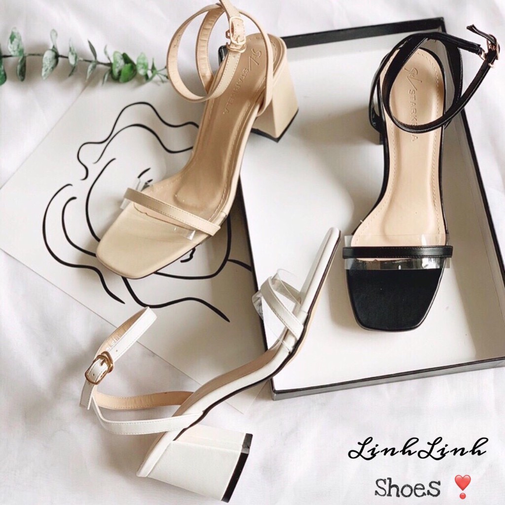 Sandal quai mica pha da gót trụ vuông - 5P