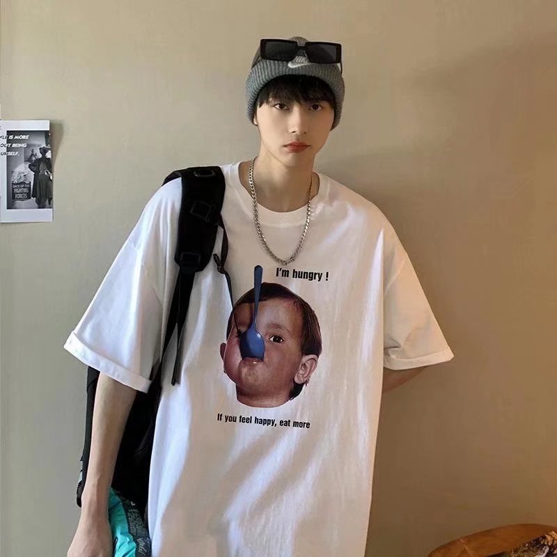 Áo Thun Tay Ngắn Dáng Rộng In Họa Tiết Hoạt Hình Phong Cách Nhật Bản Thời Trang Mùa Hè Cho Nam size M-8XL