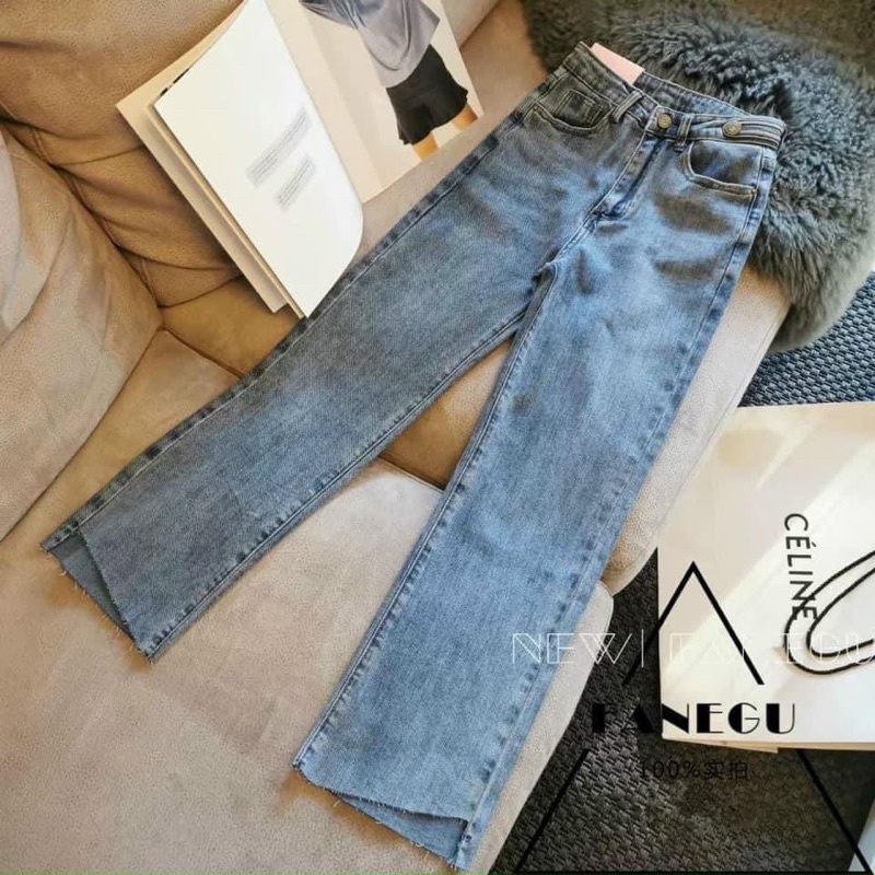 Quần jeans basic ống đứng cắt gấu chân chất dãn phom đỉnh