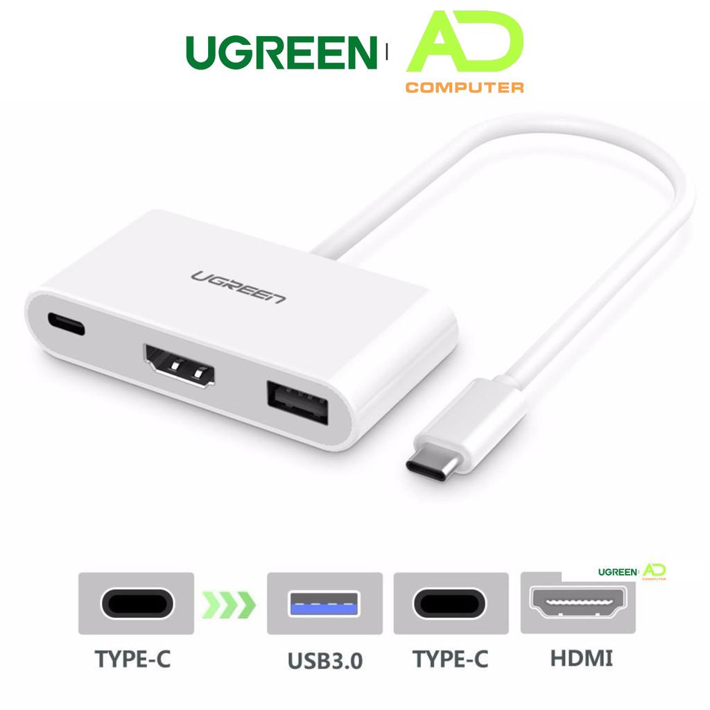 Dây chuyển đổi USB Type C sang USB 3.0 + HDMI + USB Type C UGREEN 30377 (màu trắng)