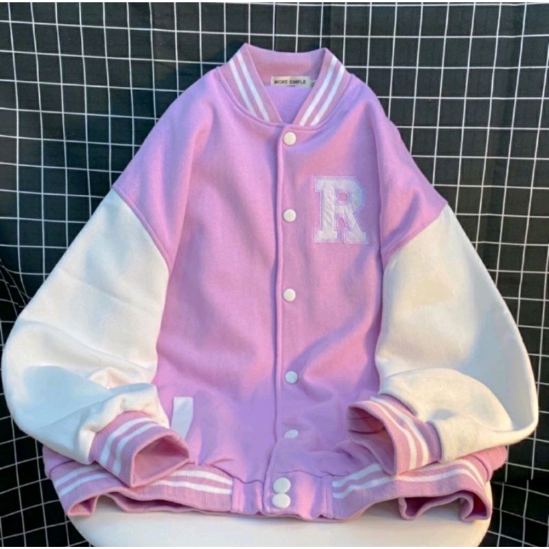 Áo Khoác Nỉ Bomber Thêu Logo Chữ R Form Rộng Unisex Thời Trang Z2 Store