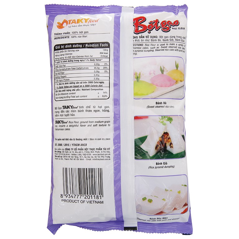 Bột gạo Tài Ký gói 400g tinh chế từ hạt gạo, mang đến các món bánh thơm ngon tuyệt hảo