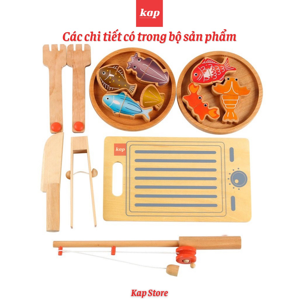 BỘ ĐỒ CHƠI CÂU CÁ GỖ CAO CẤP, KẾT HỢP CHẾ BIẾN, NẤU NƯỚNG 3 TRONG 1 - FISHING &amp; COOKING (PHONG CÁCH NHẬT BẢN)