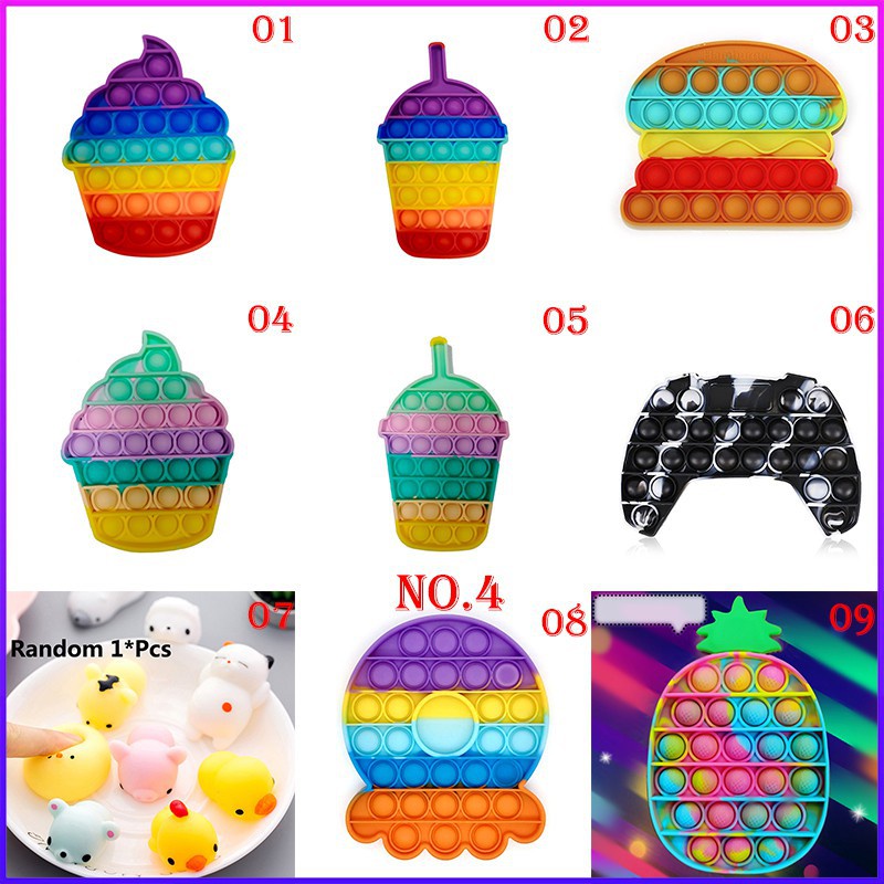 Pop It Tiktok Push Pop Fidget Toy Rainbow Color Finger Pressure Bubble Sensory Toys đồ chơi Bóp bong bóng thư giãn xả stress Đồ Chơi Giảm Căng Thẳng Cho Người Lớn