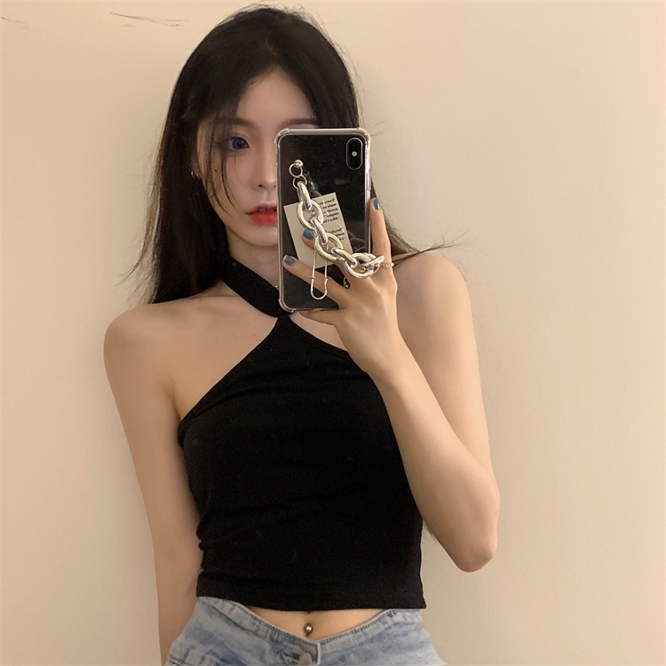 DUNEA Áo Tank Top Màu Đen Trễ Vai Thiết Kế Quyến Rũ Thời Trang Cho Nữ