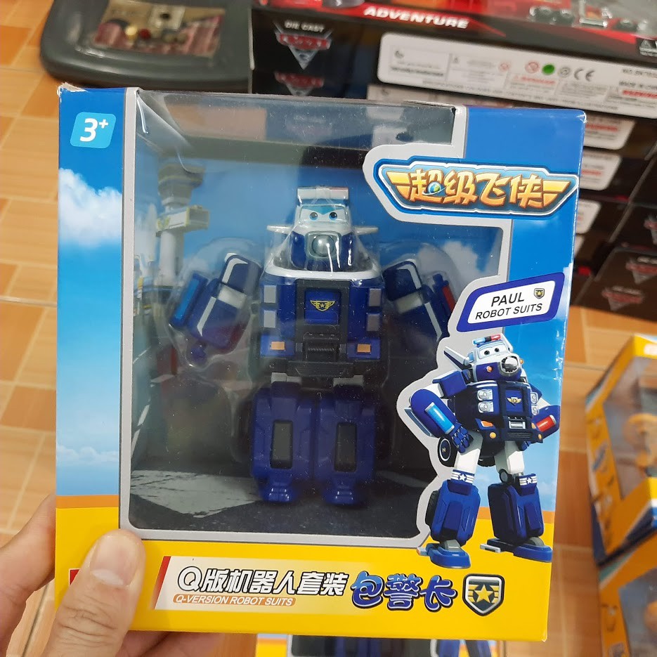 SUPER WINGS đội bay siêu đẳng Mô hình máy bay mini Cảnh Sát Paul ROBOT BIẾN HÌNH kết hợp xe cứu hộ nhỏ